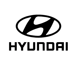 Logo de Hyundai en negro, símbolo de fiabilidad y calidad en servicios automotrices en Chile.