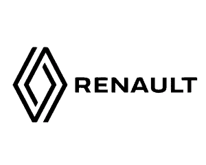 Renault logotipo en negro, símbolo de marca automotriz, en fondo transparente.