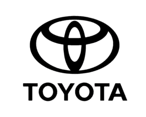 Alto texto: Logotipo de Toyota, marca de automóviles reconocida mundialmente por su calidad, innovación y compromiso con la seguridad y el medio ambiente en Chile.